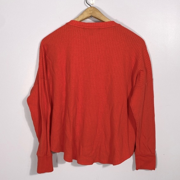 🌸Tommy Hilfiger Womens Ribbed Button Front Top Red Medium - Picture 6 of 9